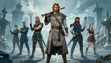 Capa com personagens icônicos de RPG em ambiente medieval fantástico